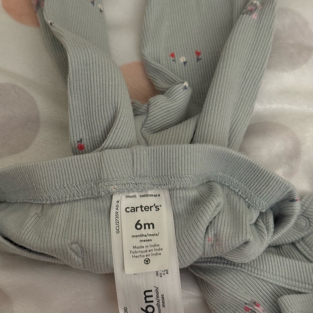 Carter's blue grey Ribbed Baby Bodysuit with floral Print - Picture 8 of 8